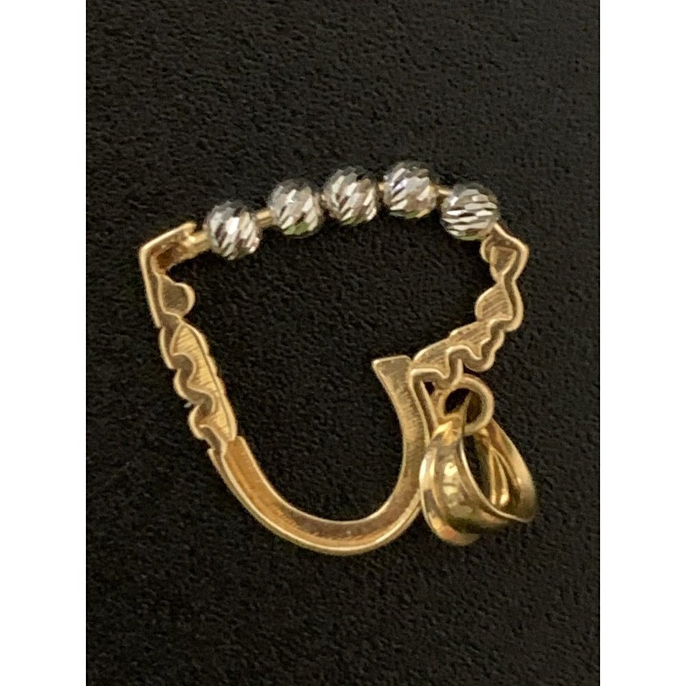 18K Gold Pendant Heart Two Tone White Yellow Gold 1.18 grams - Picture 5 of 10
